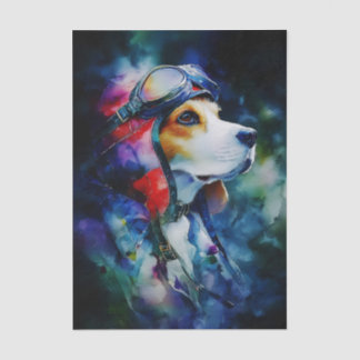 Papel De Seda Colorful Watercolor Aviator Dog FC3R Decoupage