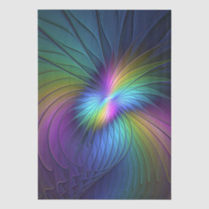 Papel De Seda Colorida Com Arte Fractal Abstrato Moderna Azul