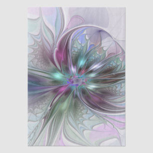 Papel De Seda Colorida Fantasy Abstrato Moderna Flor Fractal