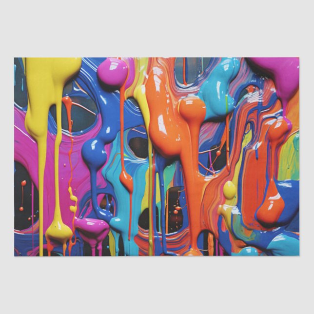 Papel De Seda Colorido Abstrato Paint Drips (17) (Frente )