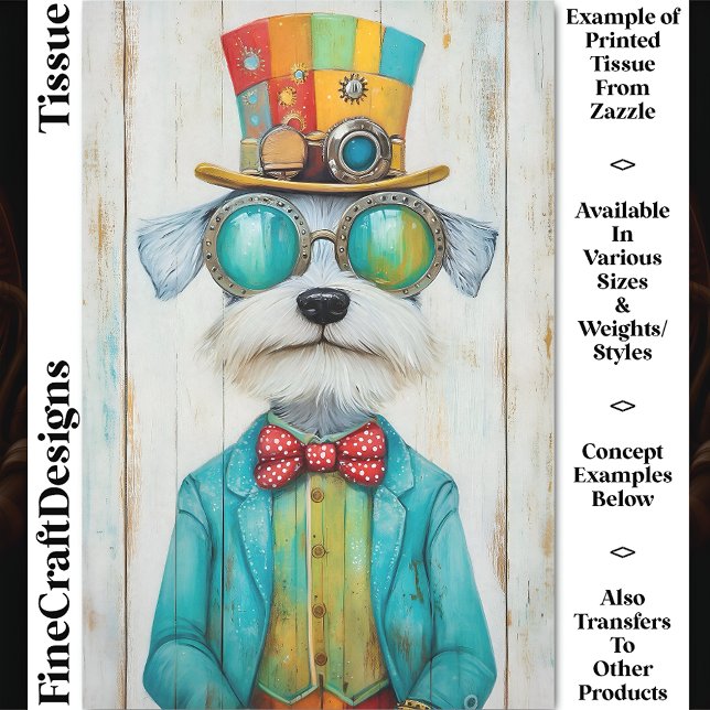 Papel De Seda Colorido Cachorro Schnauzer Steampunk DE6 Decoupag (Criador carregado)