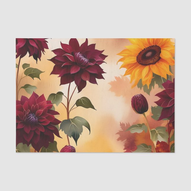 Papel De Seda Colorido Fall Blooms com Aquarela (Frente )