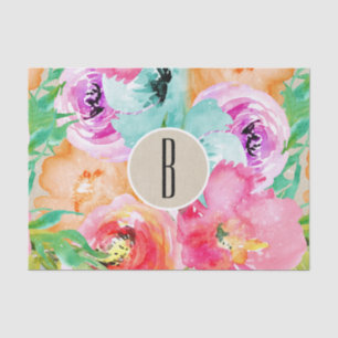 Papel De Seda Colorido Floral Moderno Rústico Botânico Kraft