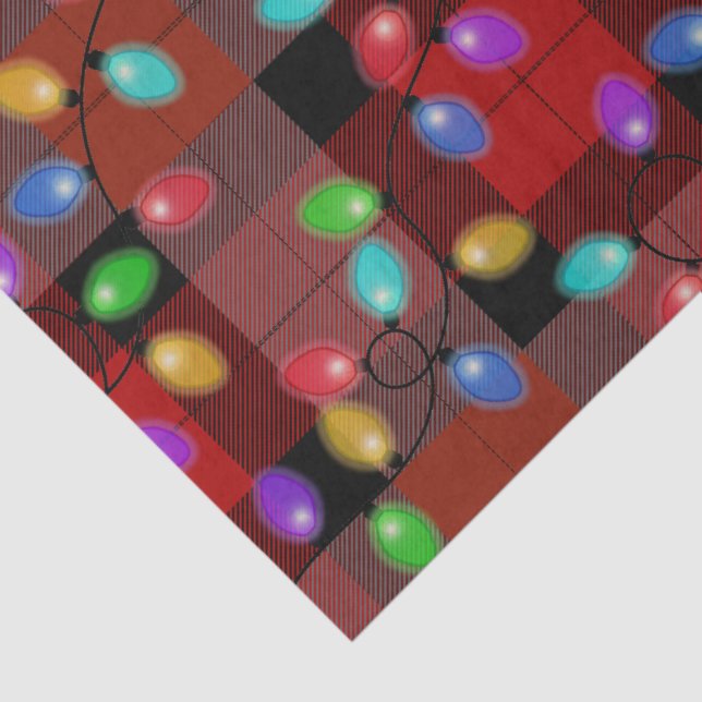 Papel De Seda Colorido Natal Luz Vermelha Xadrez (Detalhes)