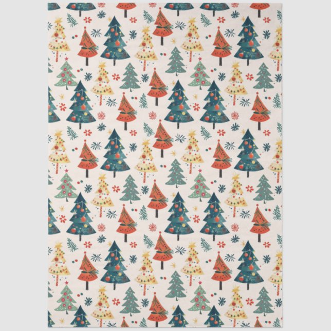 Papel De Seda Colourful Christmas Pine Trees Seamless Pattern (Frente )