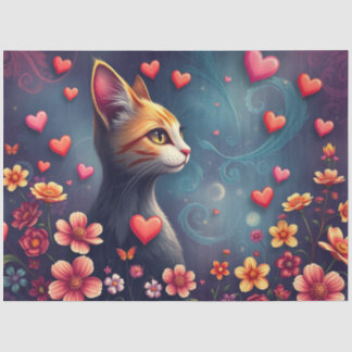 Papel De Seda Colourful Romantic Cats Tissue Paper