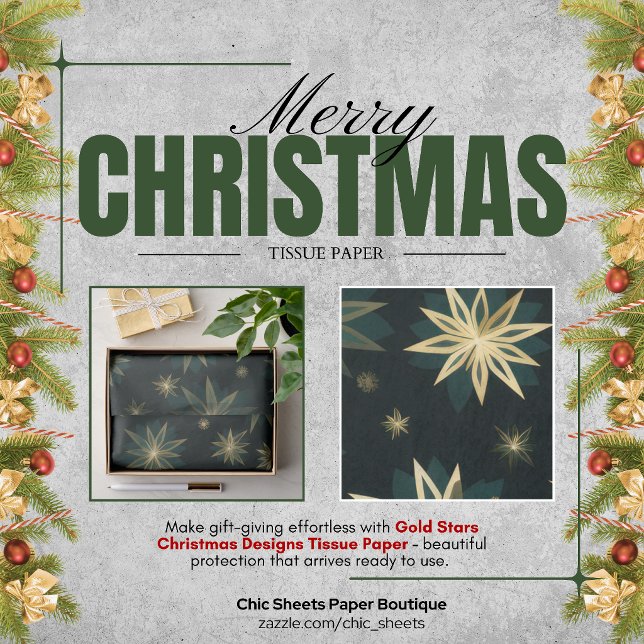 Papel de Seda com Desenhos de Natal Estrelas Doura (Criador carregado)