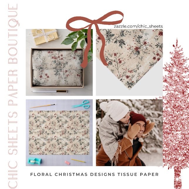 Papel de Seda com Desenhos Florais de Natal (Criador carregado)