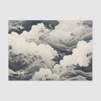 Papel de seda com estampa de onda japonesa