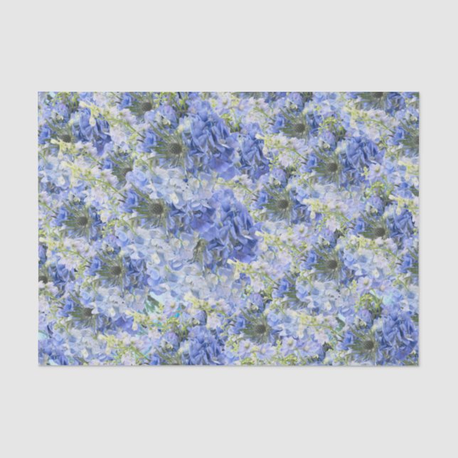 Papel de Seda com Hortênsias Azuis (Frente )