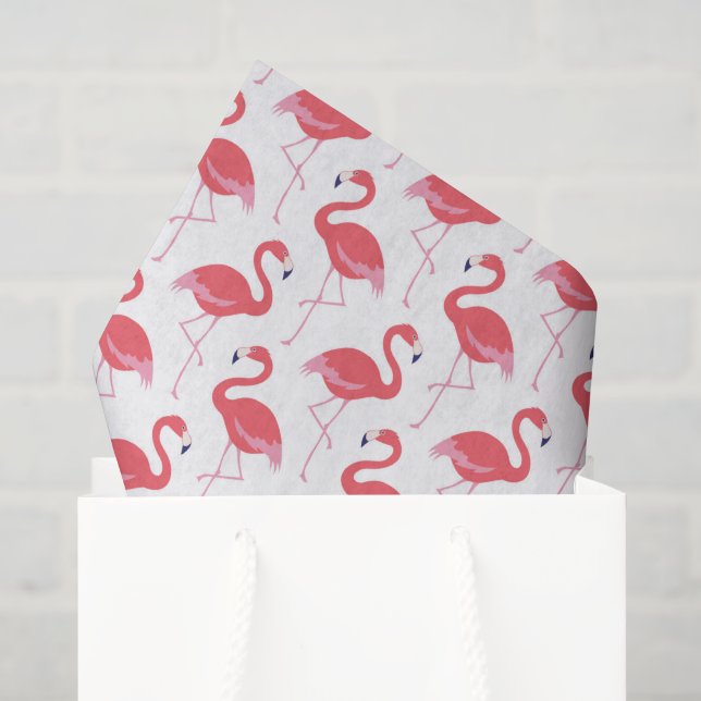papel de seda com padrão de flamingo rosa (Sacola de presentes)