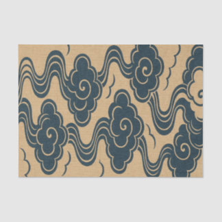 Papel de seda com padrão de nuvem japonês em azul
