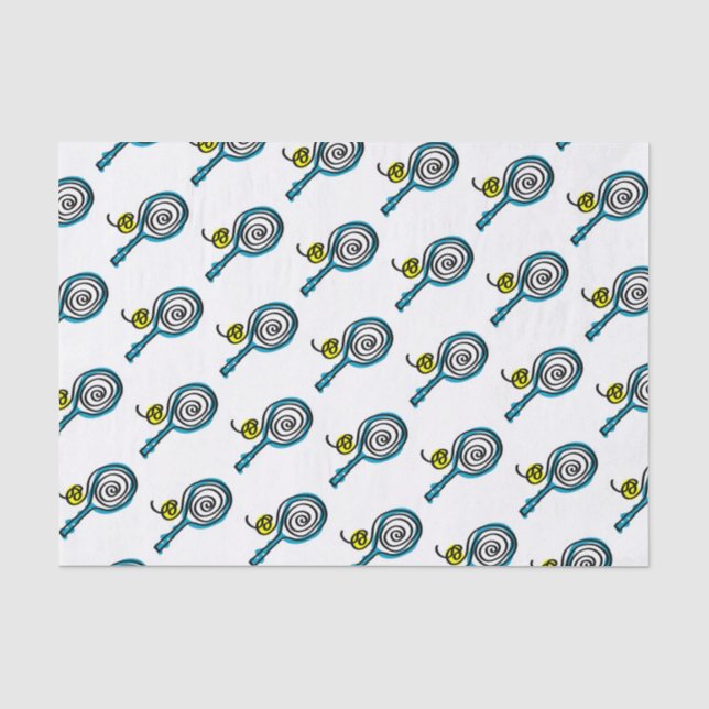 Papel de seda com padrão de raquete e bola de têni (Frente )
