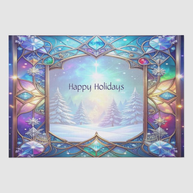 Papel de seda com padrão de vitral ornamentado (Frente )