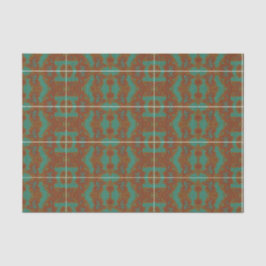 Papel de Seda com Padrão Verde Esmeralda e Laranja