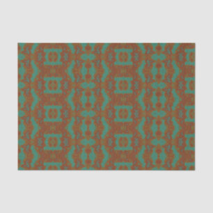Papel de Seda com Padrão Verde Esmeralda e Laranja