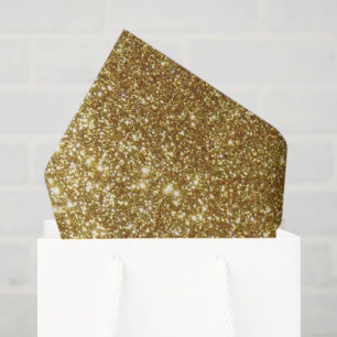 Papel de seda com purpurina dourada