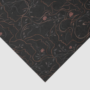 Papel de Seda com Rostos de Arte de Linha Floral