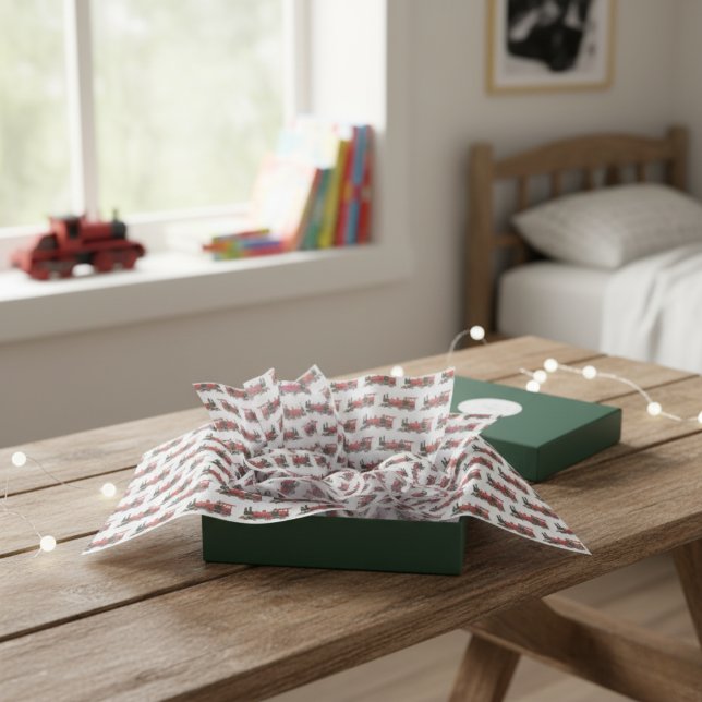 Papel De Seda Comboio a vapor vermelho (Red Steam Train Tissue Paper)