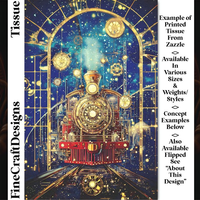 Papel De Seda Comboio Steampunk Vermelho, Loco, Dissociação Mosa (Criador carregado)