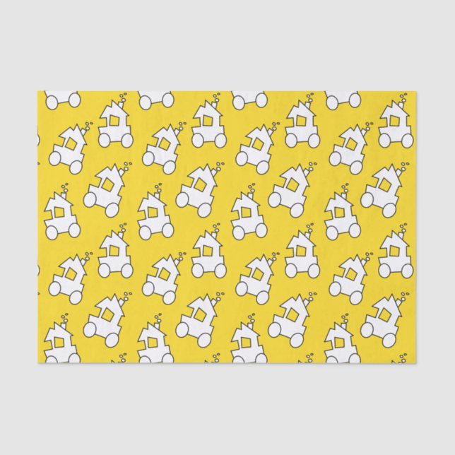 Papel De Seda Comboios em Amarelo (Frente )