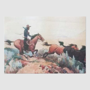 Papel De Seda “Come A-Runnin” Arte Ocidental por Maynard Dixon