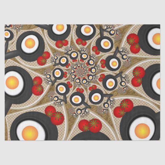 Papel De Seda Comida Engraçada De Arte Fractal, Tomates, Ovos (Frente )
