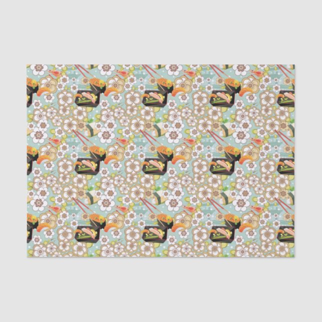 Papel De Seda Comida japonesa: Teste padrão 4 do sushi (Frente )