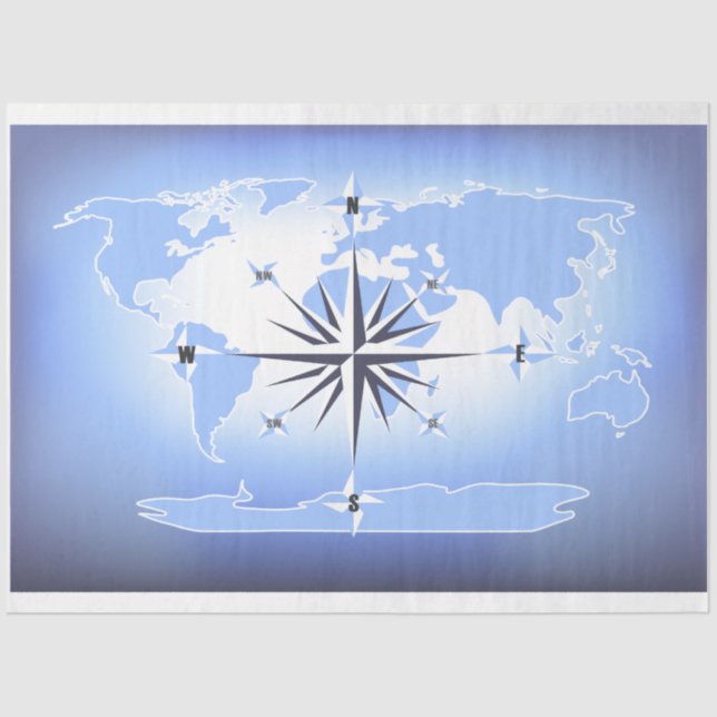 Papel De Seda Compass Rosa World Map Decoupage (Frente )