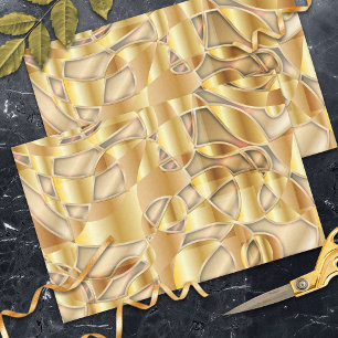 Papel De Seda Composição de Arte de Colagem Metálica Dourada