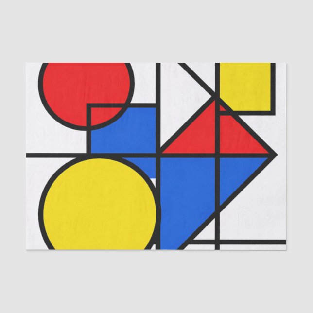 Papel De Seda Composição de Cores Primárias de Mondrian (Frente )