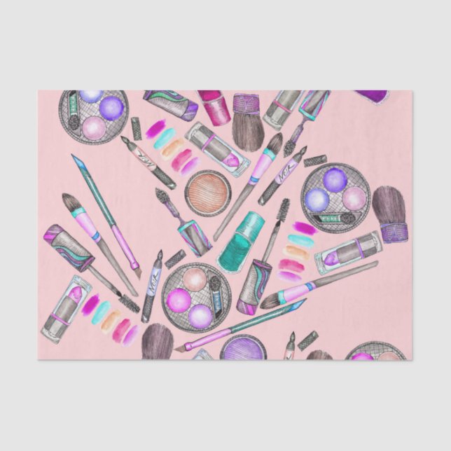 Papel De Seda Composição pintado mão da aguarela da menina (Frente )