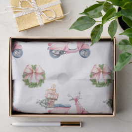 Papel De Seda Compras de Natal de Scooter Rosa