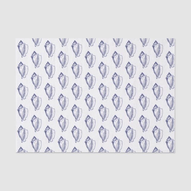 Papel De Seda Concha Azul Estilizada Vintage (Frente )