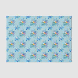 Papel De Seda Conchas Azuis e flores 2