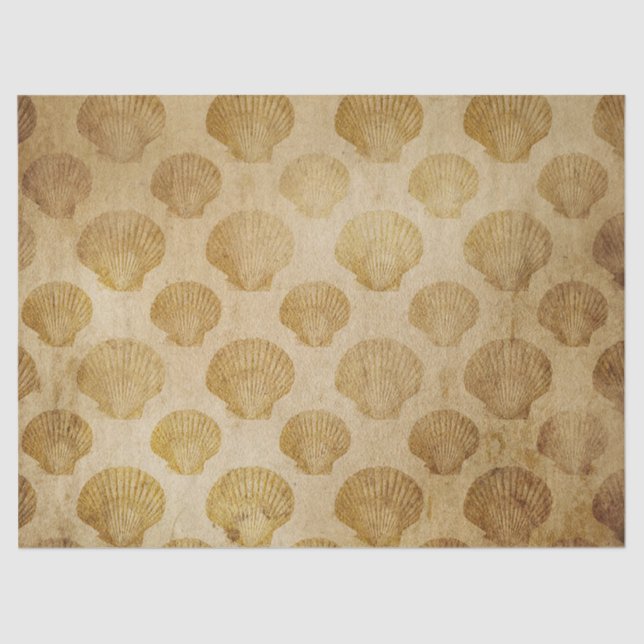Papel De Seda Conchas do Mar em Descamação Marrom (Frente )