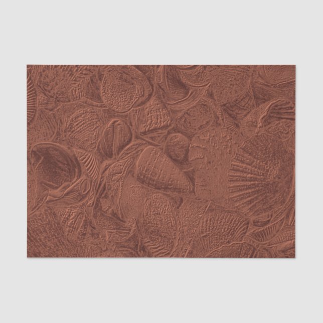 Papel De Seda Conchas do Mar Praia Terracota Tom Terra (Frente )