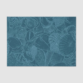 Papel De Seda Conchas do Oceano Praia Azul Desbotado Arte Esboço