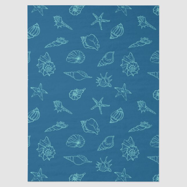 Papel De Seda conchas e estrelas-do-mar (Frente )