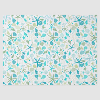 Papel De Seda Conchas e Starfish