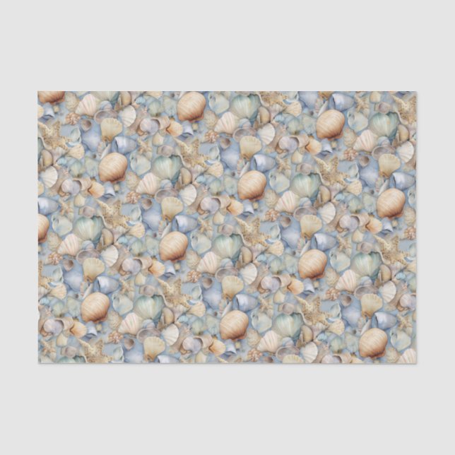 Papel De Seda Conchas em Aquarela (Frente )