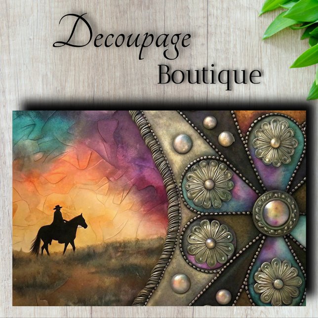 Papel De Seda Conchos Ocidentais Decoupage (Western Conchos Decoupage Tissue Paper)