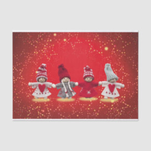 Papel De Seda Condecorações de Natal em fundo vermelho