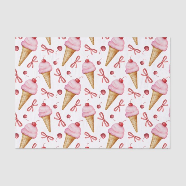 Papel De Seda Cone de Sorvete Rosa Arco de Aquarela (Frente )