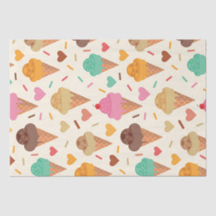 Papel De Seda Cones De Creme Fofos Com Corações