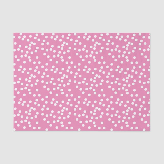 Papel De Seda Confetti branco e rosa-quente, bonito / Polkadots (Frente )