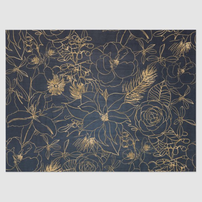 Papel De Seda Confetti e design floral ouro (Frente )