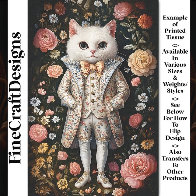 Papel De Seda Conjunto Bordado Barroco White Cat CB7 Decoupage (Criador carregado)