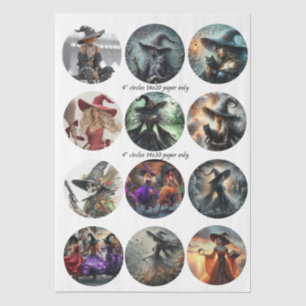 Papel De Seda Conjunto de 12 porta-copos de bruxa Decoupage com 