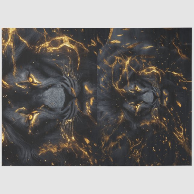 Papel De Seda Conjunto de Leões Pretos de Intensidade de Desacop (Frente )
